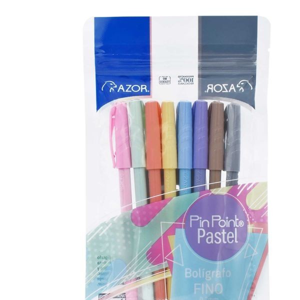 BOLIGRAFOS PIN POINT AZOR PASTEL BL. C8 C24